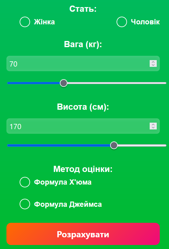 Калькулятор безжирової маси тіла для жінок і чоловіків